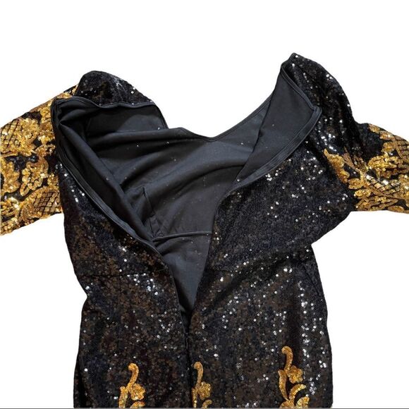 Black & Gold Sequin Formal Dress LARGE - Picture 13 of 16